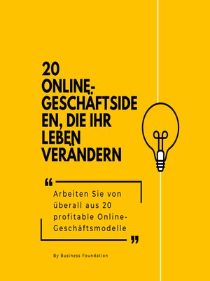 cover image of 20 Online-Geschäftsideen, die Ihr Leben verändern